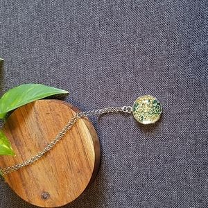 Dried Floral Glass Pendant Necklace